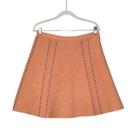 Sandro Eglantine High Waisted Knit Skater Skirt in Pink | Size 10 - Picture 4 of 10